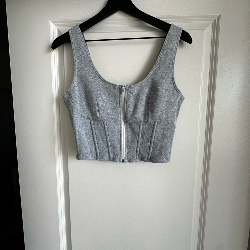 Victoria's Secret Gray Zip-Front Crop Top